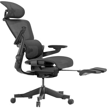 HINOMI H1 Pro V2 Hochlehner-Ergonomischer Bürostuhl mit integrierter Beinauflage, faltbares Design, klappbare Armlehnen (Schwarz, Standardhöhe)