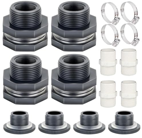 Osmond 1 Set PVC Schottverschraubung 3/4 mit Stöpsel Wassertankanschluss Thru-Bulk Rohrverschraubung