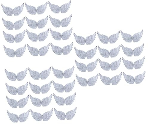 NUOBESTY 36 Stk Weiße Engel Flügel Flicken auf Kleidung nähen Jeans Ornament das Mithelferflügel selber machen DIY-Flügel Fee Kunsthandwerk Mini-Tuch schmücken Kind Zubehör