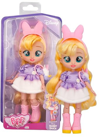 BFF by BEBÉS LLORONES Disney Daisy, Muñeca Articulada para Jugar A Vestir, Accesorios Inspirados En Daisy Duck, Juguete para Niños y Niñas a Partir de los 3 Años