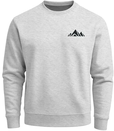 Neverless® Sweatshirt Herren Berge Logo Print Rundhals-Pullover Natur Outdoor Fashion Streetwear Grau 4XL