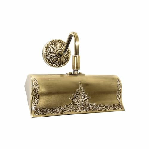 Dekorative Bilderleuchte Messing massiv B: 19,5 cm klein schwenkbar in Bronze hell glänzend E14 Premium Wandlampe Bilderlampe Wohnzimmer Flur