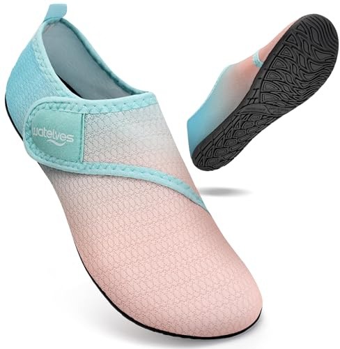 WateLves Badeschuhe Wasserschuhe Herren Damen Schwimmschuhe Strandschuhe Aquaschuhe Schnell Trocknend Breathable Surfschuhe Beach Pool Unisex（blau orange 40/41）