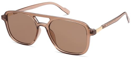 SOJOS Retro Aviator Sunglasses for Women Men,Trendy Rectangle Womens Mens Shades Sun Glasses SJ2202 Coffee