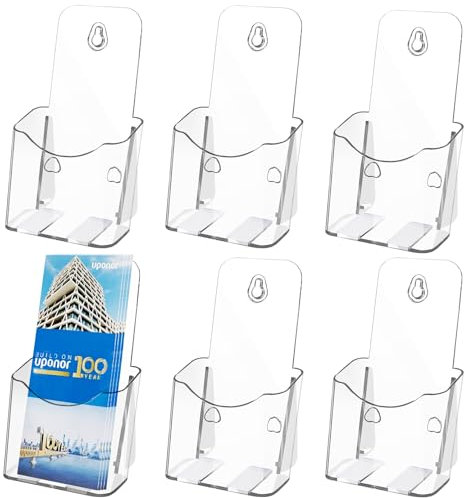 PLMMOUT 6 Stück Prospektständer, Acryl Flyerständer, 10.6 x 20cm Prospekthalter Wand Acryl Ständer, Flyer Aufsteller Broschüre, Transparent Tisch-Prospektständer für Büros Theke Hotel