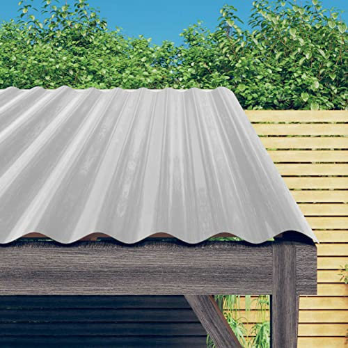 Kavolet 12x Dachblech Trapezblech Dachplatten Metall Dachdeckung Stahlblech Dachpaneele Formblech Platten für das Ersetzen auf Carport Vordach Gewächshaus, Verzinkter Stahl Silber 100x36 cm