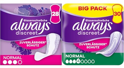 Always Discreet Inkontinenz-Einlagen Ultimate Nacht 48 Einlagen Monatspaket + Always Discreet Ultimate Tag 48 Einlagen Monatspaket, diskreter Schutz & hohe Saugstärke (Kombipaket Tag & Nacht Schutz)