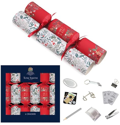 Tom Smith Eco Charity Knallbonbons für Weihnachten, Rot und Weiß, 33 cm, 6 Stück
