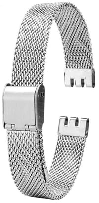 DKWOIS 12MM 17 19MM Milanaise-Band Kompatibel mit Swatch Metallarmband Konkav-konvexe Uhrenkette YVS401G YVS405G Herren- und Damen-Stahlarmband(12mm-silver,17mm)