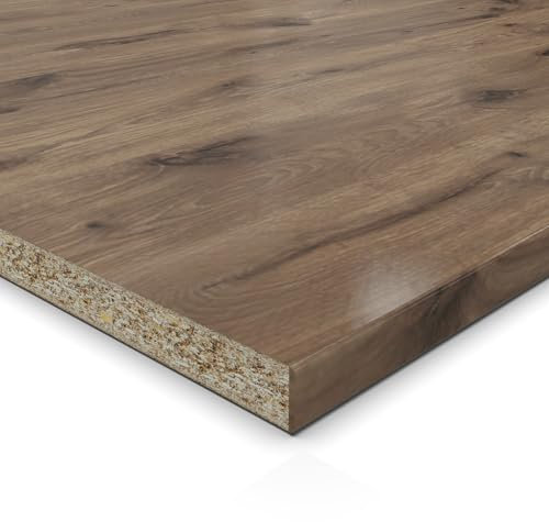 19mm Spanplatte Zuschnitt Eiche Castell melaminharzbeschichtet Länge bis 200cm Dekorplatten Zuschnitte mit Umleimer Auswahl: 40 x 10 cm (ABS Kante lange Seite)