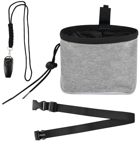 Marjoramy Hundetraining Futterbeutel und Training-Clicker, Hundesnackbeutel mit Hüftgurt, Hundeleckerli Beutel, Leckerlibeutel, Hundepfeife Trainingsklicker, Hundeleckerli Tasche für Gassi Gehen