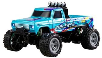 Amewi RC-Monstertruck Die Cast 1:64 RTR blau, Fernsteuerung im Kartenformat