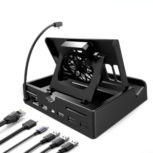 Docking station per switch, docking station regolabile per Switch 2 con uscita 4K 60Hz ventola di raffreddamento Hub USB 3.0 porta Ethernet PD100W