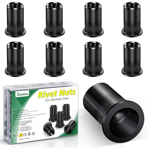10 Stück Nietmuttern M12, Bolatus 304 Edelstahl Blindnietmutter, Runde Flachkopf Gewinde Nietmuttern für Metall, Glasfaser, Kunststoff, Rohre usw