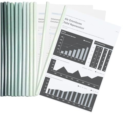 Klemmschienen A4 Klemmhefter Thermobindemappen mit transparenter weicher Hülle Kapazität 1-100 Blatt für Büro Schule Dokumente (Gradient, Grün, A4)