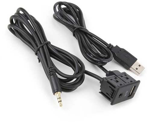 Aumotop Cable de Conector de Audio, Cable Audio USB Auxiliar USB 3,5 Mm 28 AWG Adaptadores Entrada Video para Automóvil Extensión Auxiliar Cobre PVC Instalación Integrada para Automóvil Motocicleta