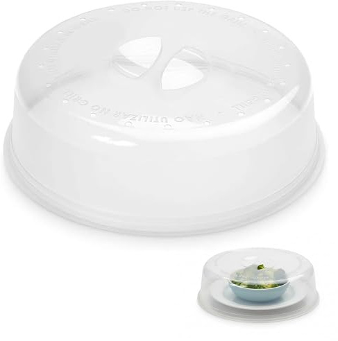 Microwave Lid with Steam Vent - 27cm BPA-Free Plastic Cover to Prevent Food Spills and Messes, Ideal for Safe and Efficient Cooking in Microwave Ovens