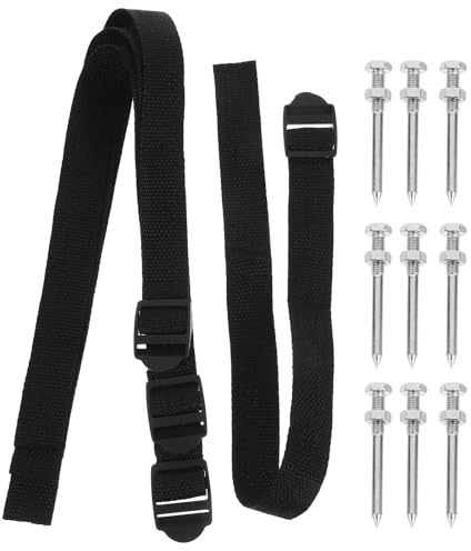 MINAOLULUS Clavos Aireador de Césped Metálicos 58 Mm Correas Ajustables para Zapatos, Juego de 34 Piezas (4 Correas 30 Clavijas), Accesorio para Aireación Manual de Jardín y Césped