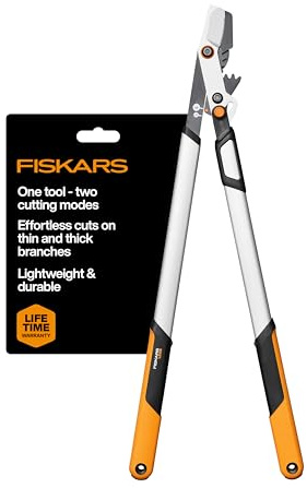 Fiskars DualAction Astschere, 2-in-1-Astschere mit Dual-Schneidmodi, S-Modus für präzise Scheren für Stiele, L-Modus für Kraft durch Äste, reibungsarme Stahlklinge, 5,1 cm Schnittkapazität | Kleiner Modus für präzise Scheren an Stielen, großer Modus zum Durchtreiben von Ästen, Bypass- und reibungsarme Stahlklingen