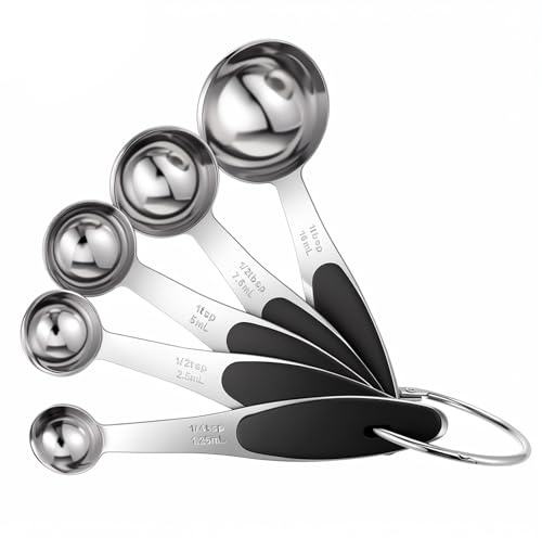 5Pcs Stainless Steel Measuring Spoons Set, Metal Teaspoon Measuring Spoons Set, Metal Table Spoon Scoop Measure Spoon for Coffee, Teaspoon Scoop Kitchen Gadgets Cook