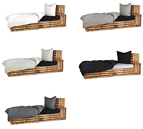 Müskaan Mikrofaser Uni Farbe Bettwäsche (3tg - 200x200 cm + 2x80x80 cm, ANTHRAZIT)