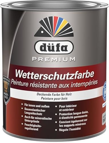 düfa Premium Wetterschutzfarbe SCHWEDENROT 750ml Holzfarbe Dauerschutzfarbe Holzlack │ Wasserbasiert │ für Innen & Außen