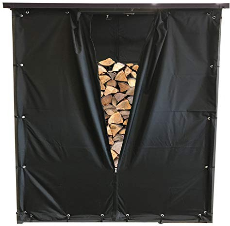 QUICK STAR Wetterschutz Set Front- & Rückwand für Kaminholzregal 143 x 145 cm, Polyester Schwarz
