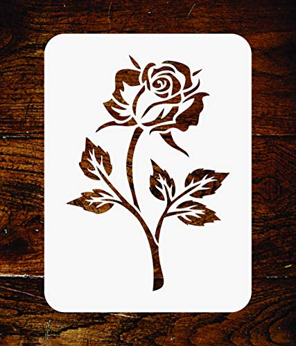 Schablone mit einer Rose, wiederverwendbar, 7,5 x 11,5 cm