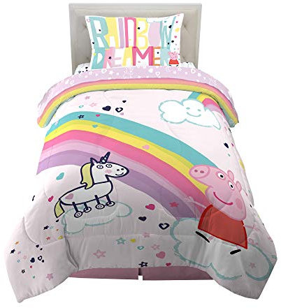 Franco Kids Bedding Super Soft Comforter and Sheet Set, 4 Piece Twin Size, Peppa Pig