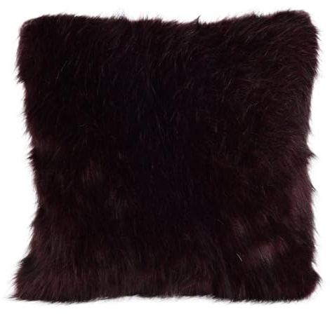 n-f GmbH Fellkissen Fellimitat Nerzoptik 45x45cm Polyester Dekokissen Kissen, Farbe:schwarz-rot