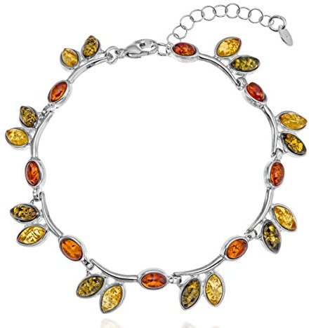 Copal Bracelet Femme En Ambre Multicolore Avec Argent Sterling 925 De Qualité Supérieure De LUE