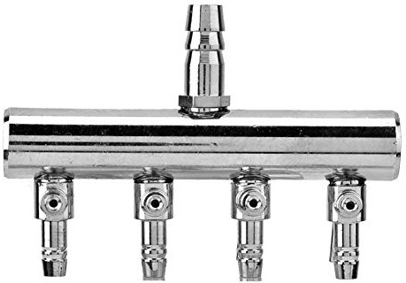 Vikye Rückschlagventil Aquarium, Aquarium Luftschlauch, 8 mm Drehen Sie auf 4 mm Edelstahl für Aquarium(8 to 4mm Four-Hole Diverter Head)