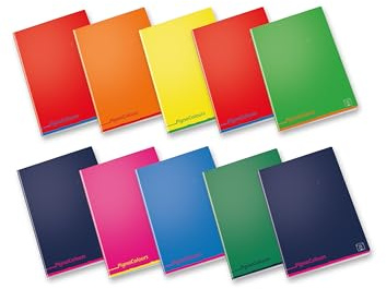 Pigna Colours, Quaderno Formato A4, Rigatura 10, Quadretti 1cm, Carta 80G/Mq, Pacco da 10 Pezzi, 023087510