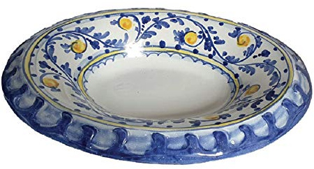 Generico Centrotavola Portafrutta in Ceramica di Vietri Dipinto a Mano, Lunghezza 41 cm, Larghezza 30 cm, Altezza 7 cm, Piatto Ciotola