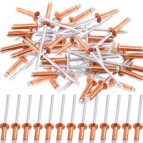 Hilitchi Blindnieten aus rotem Kupfer, selbststeckend, offenes Ende, zum Dekorieren von Nägeln, 3,2 x 12 mm, 50 Stück