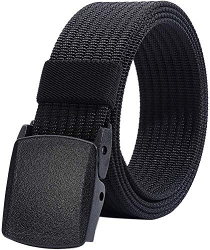 LionVII Herren Nylon Gürtel Tactical Military mit Kunststoffschnalle 130cm (Schwarz)