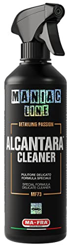 Ma-Fra, Maniac Car Detailing Line, Alcantara Cleaner, Pulitore Specifico Delicato per Pulizia di Tessuti in Alcantara, Formula Speciale Efficace su Macchie Ostinate e Sporchi Misti, Formato da 500ml