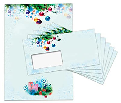 Briefpapier Weihnachten Weihnachtsbriefpapier mit Umschlag Umschlägen mit Fenster Weihnachtspapier A4 für Kunden (250 Blätter + 250 Umschläge)