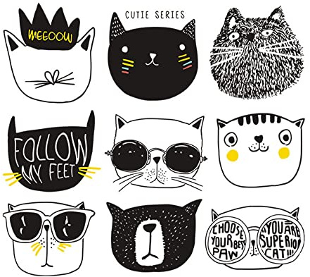 GIVBRO Bügelbild Patches Katzen Applikationen Aufkleber Wärmeübertragung Patches Bügelflicken für T-Shirt DIY Zubehör (#B)