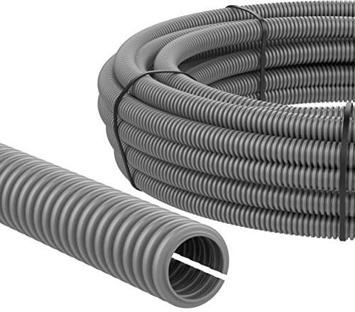 AUPROTEC Gaine Annelée Fendue Buse de Protection des Câbles : Ø int. 10 mm, 50 mètres - Gris