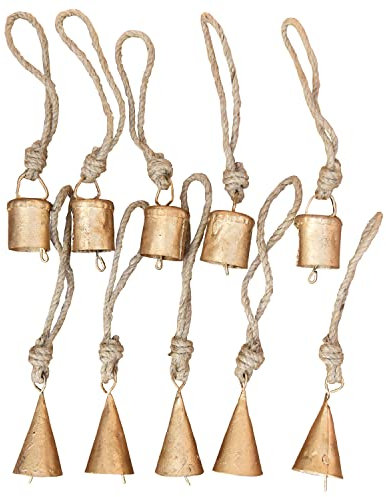 Vivanta 10 Stück Weihnachtsglocken für Dekoration - Jingle Bells zum Basteln, Vintage Kuhglocken, Hexenglocken, Blechglocken, kleine hängende Glocken für Heimdekoration, Bauernhaus & Boho