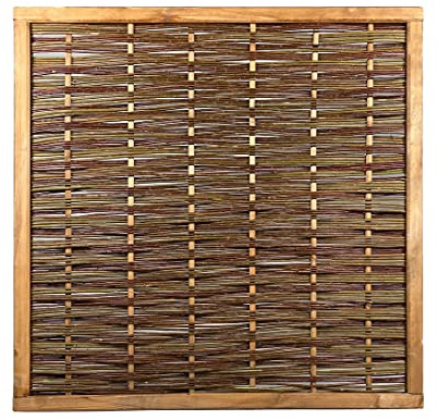 Weidenzaun MIA Natur 120x120cm geflochten aus naturbelassener Weide, Holzrahmen gebeizt