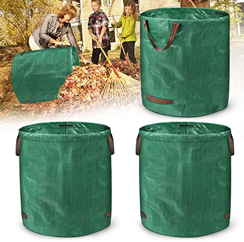 LZQ 6X Gartenabfallsack Gartensack Pop Up Stabil 272L, Laubsack Selbstaufstellend Faltbar Grünschnittsäcke aus Robuste Polypropylen-Gewebe (PP) 150g/m² mit Griffen für Gartenabfall Laub