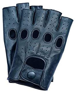 GEDASHU Motorradhandschuhe Herren Lederhandschuhe Fahren Ungefüttert Ziegenleder Halb Fingerlose Handschuhe Für Männer Fäustlinge