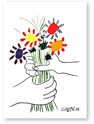 TANYANG Abstrakt Pablo Picasso 1958 Blumenstrauß Des Friedens Kunstwerk Leinwand Malerei Drucke Picasso Art Galerie Poster Bild Home Zimmer Wandkunst Dekor 50X70Cm Kein Rahmen