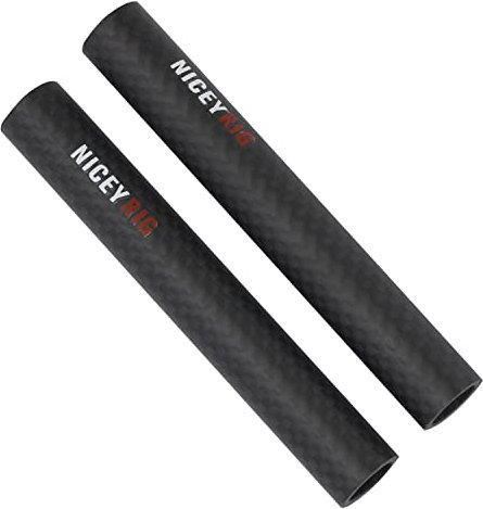 NICEYRIG 15mm Carbon Fiber Rods 10cm (4inch) Length for Rod Clamp Matte Box Follow Focus,DSLR Shoulder Rig 15mm Rail Support System (2 PCS)