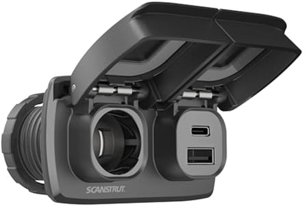 Scanstrut ROKK Flip Pro Chargeur USB – IPX4 étanche double USB-A et USB-C Chargeur rapide | Prise d'alimentation 12/24 V pour bateaux, camping-cars et véhicules tout-terrain
