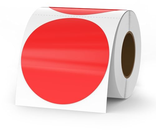 YIKIADA Rot Punkte Thermo-Etikett Vinyl 76 mm Selbstklebend Rolle Adressaufkleber Wasserdicht Drucker Aufkleber für Logo Barcode QR Code Inventar 500 Stück