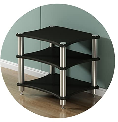 HiFi-Rack AV-Regal 1/2/3/4-Tiers TV-Ständer TV-Schrank HiFi-Verstärkerschrank Geräteschrank Lautsprecher-Rack Verstärker-Rack (Color : Schwarz, S : 60 * 48 * 62cm(3Tier))