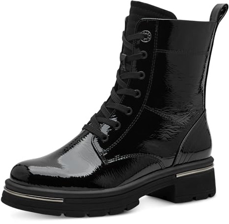 Marco Tozzi dam stövel laced 2-25283-43 modestövlar, svart patentant, 36 EU, Svart patent, 36 EU